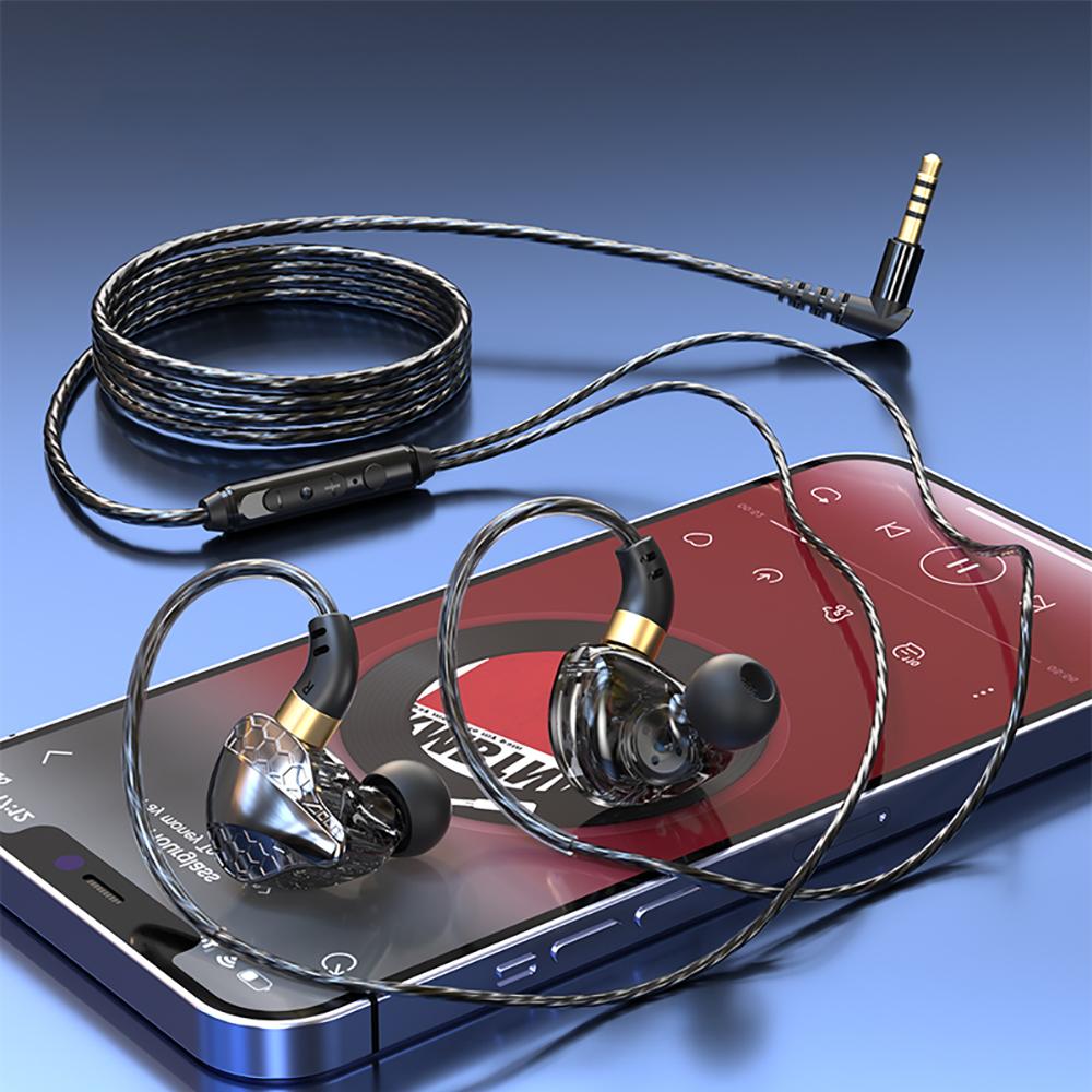 3.5mm Wired Headphones Microphone Bass-boosting Headphone Speaker Enhanced Sound Wired In-ear Headset with for Gaming