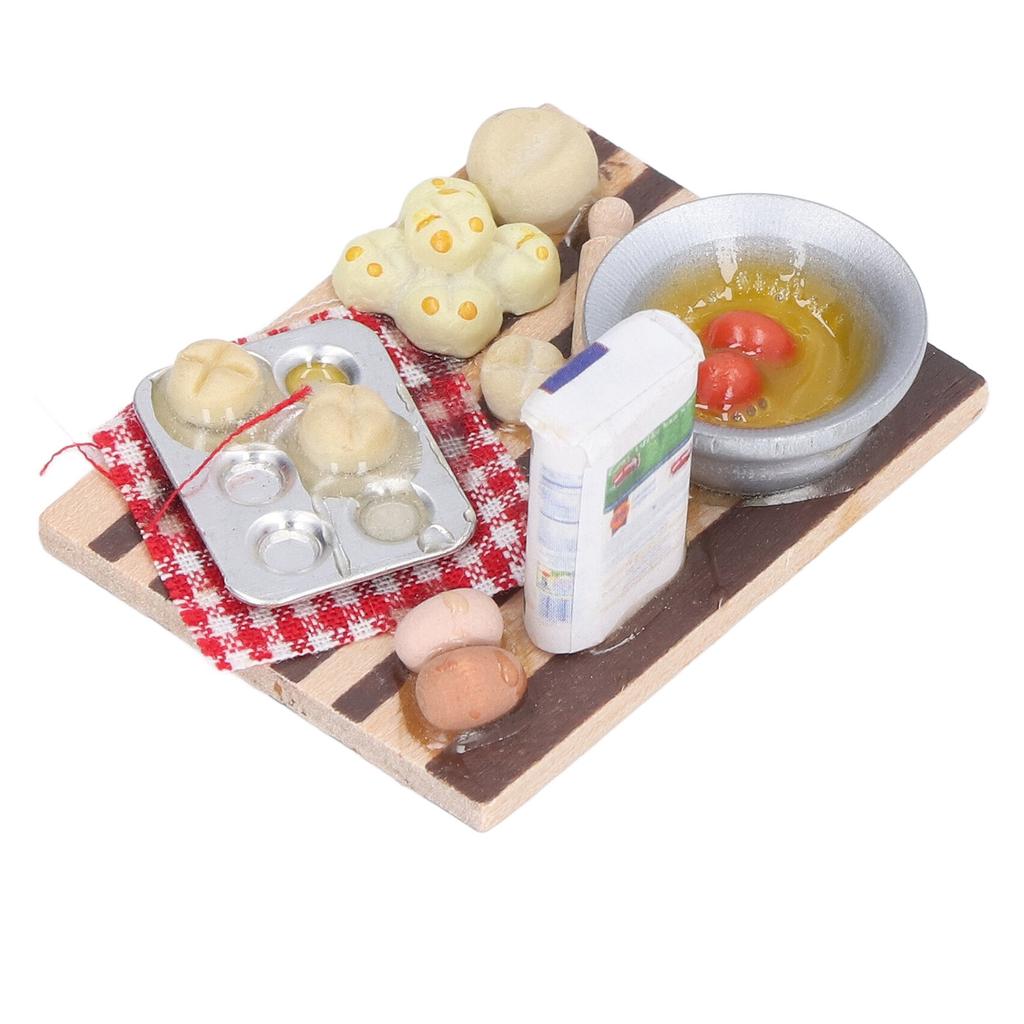 1:12 Puppenhaus Küchenzubehör Set Milch Ei Brot Geschirr Puppenhaus Zubehör für Kinder