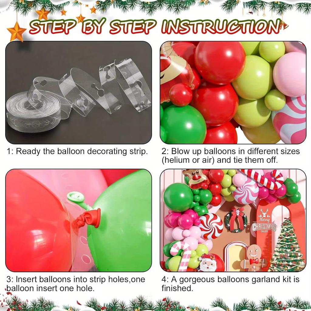 113pcs Christmas Balloon Wreath Set Suitable for Christmas Birthday Party and Other Scenes Indoor and Outdoor Decoration