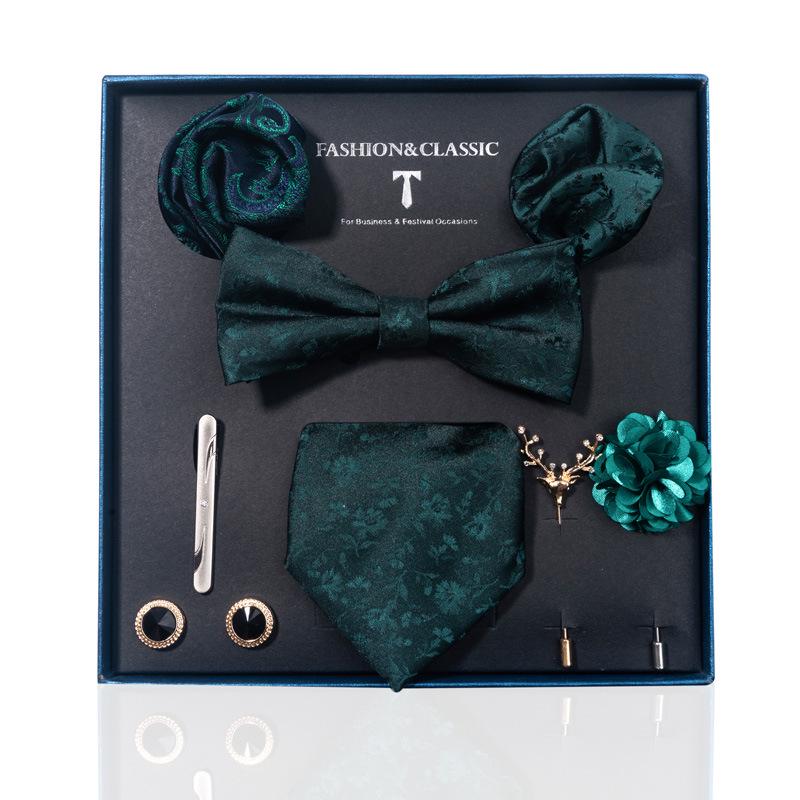Luxury Groom Tie, Pocket Square & Boutonniere Gift Set for Weddings