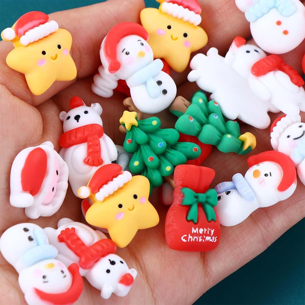 Santa Claus Figurines Pattern For DIY Hairpin Making Home Embellishments New Year Ornament Christmas Patches DIY Art Material