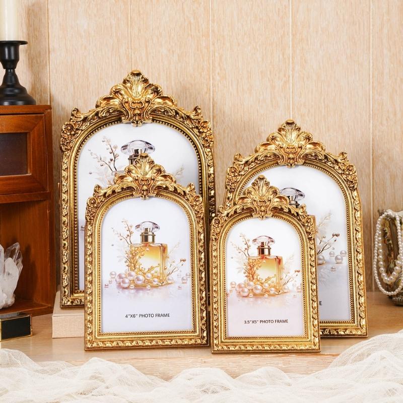 Retro Picture Frame Antique Ornate Photo Frame for Tabletop Wall Hanging Decorative Photo Frame for Home Photo Gallery
