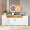 Sideboard Modern Buffet 4 Doors 2 Drawers, Storage Cabinet Ample Storage Space, Buffets Dining Room Living Room Kitchen, White, 208 X 39.5 X 80 Cm