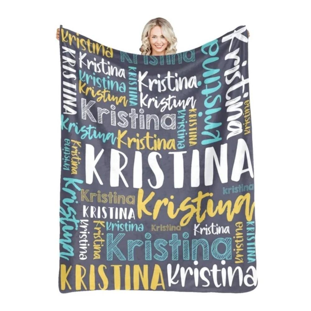 30 Colors Personalized Name Flannel Blanket For Girls Boys Letter Monochrome Customized Baby Adult Name Blanket Birthday Gift