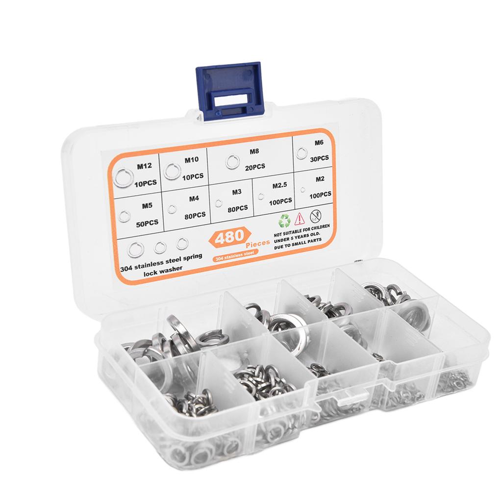 480 st Plana brickor Rostfritt stål Utmärkt prestanda Tätare försegling Sortimentskit med plana brickor