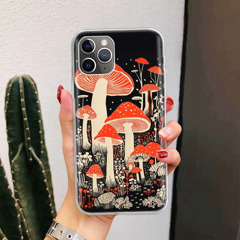 Colorful Mushroom For iPhone 17 Air 16 15 14 Plus 13 Mini 12 11 Pro Max Phone Case 16E 7 Print 8 SE Fundas Cover Soft Coque 16 1