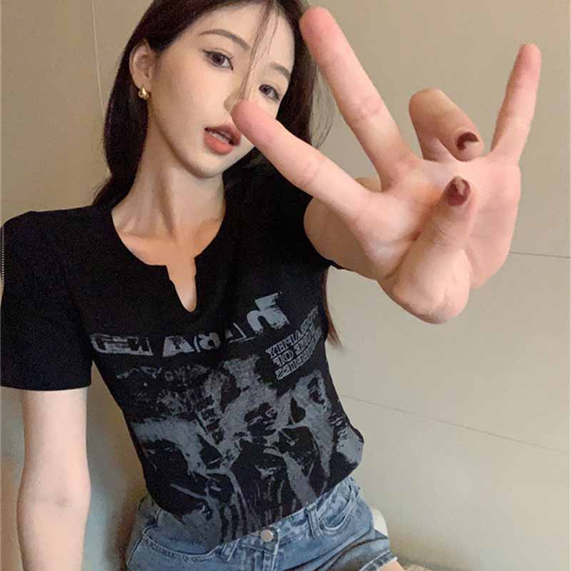 WTEMPO Y2k T-shirt Women Harajuku Korean Style Slim Sexy Tops Female Solid Color Tees Streetwear Spring T-shirts