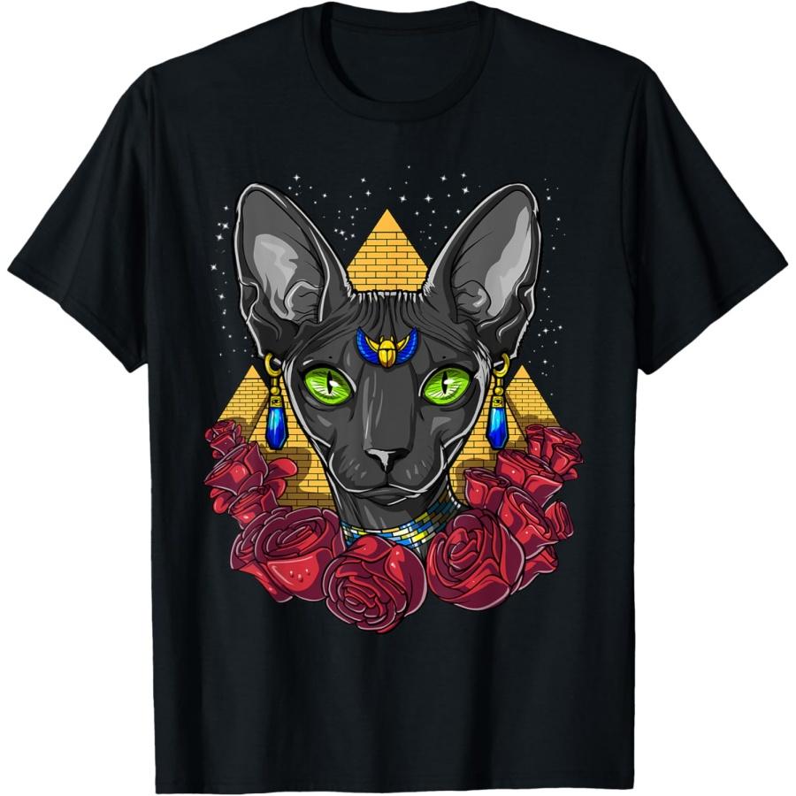 

Bastet Egyptian Cat Goddess Queen Pharaoh Egypt Pyramids Men Women Girls Kids T-Shirt XXXXXL чорний