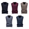 Men Knitting Vest V-Neck Sleeveless Rhombus Texture Sweater Vest Autumn Winter Solid Color Casual Vest Knitwear