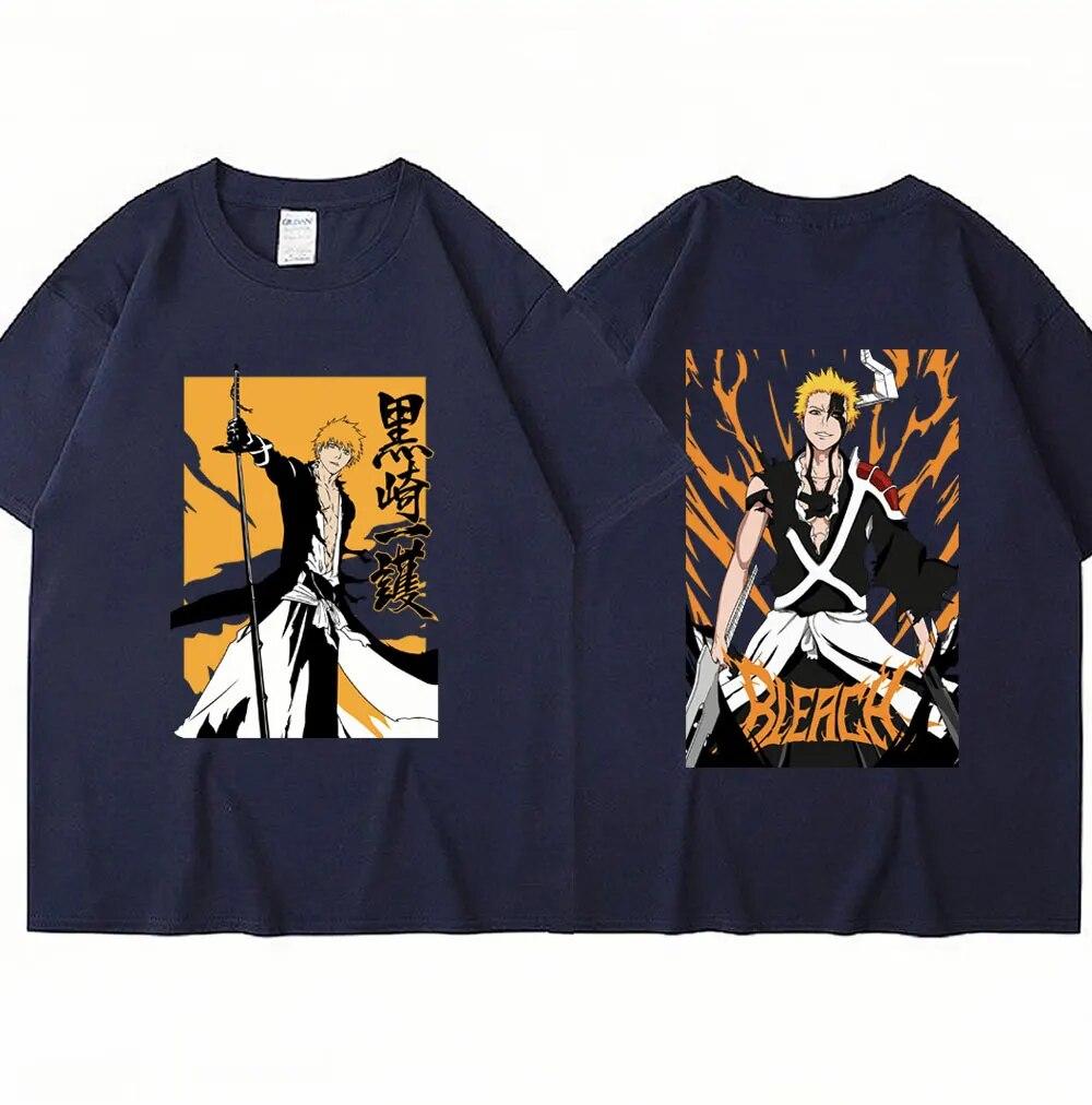 Japan Anime Bleach Kurosaki Ichigo T Shirt Unisex Women Fashion Oversized T-shirt Harajuku Short Sleeve Hip Hop T-shirts Streetwear