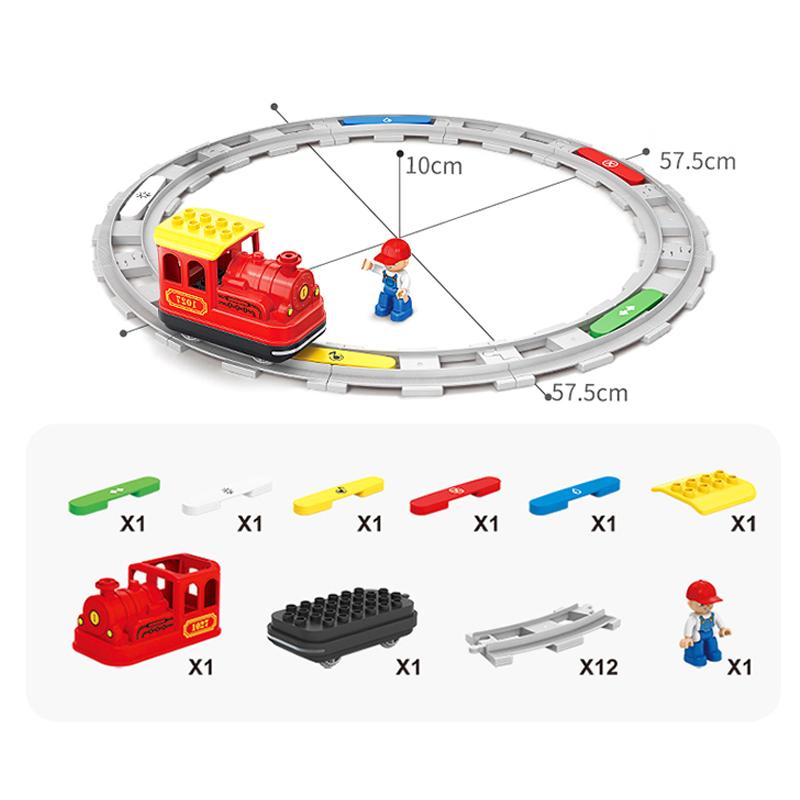 Non-Toxic Rail Transport Big Size Building Blocks Creative Track Accessories Assemble Toys For Children Bricks Compatible City Train Set