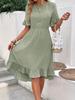 Patchwork Women's Loose Casual Ruffle Short Sleeve Dress
