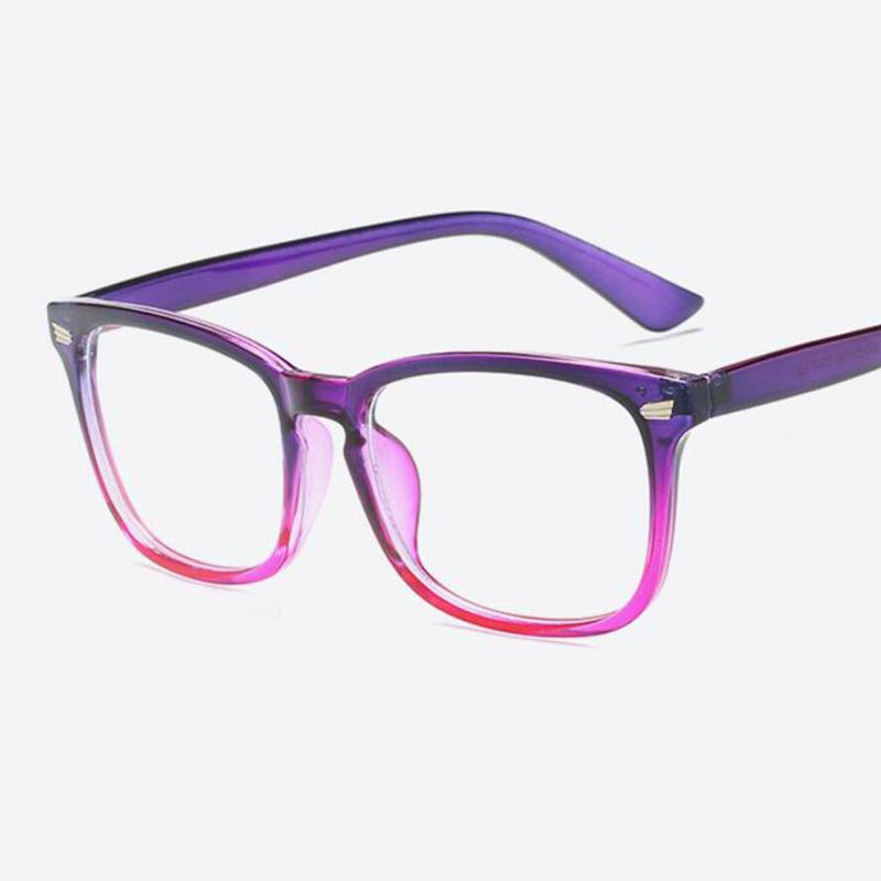 Sexy Purple Square Glasses Frame Clear Lens Myopia Nerd Black Sunglasses Fake Designer Eyewear for Women