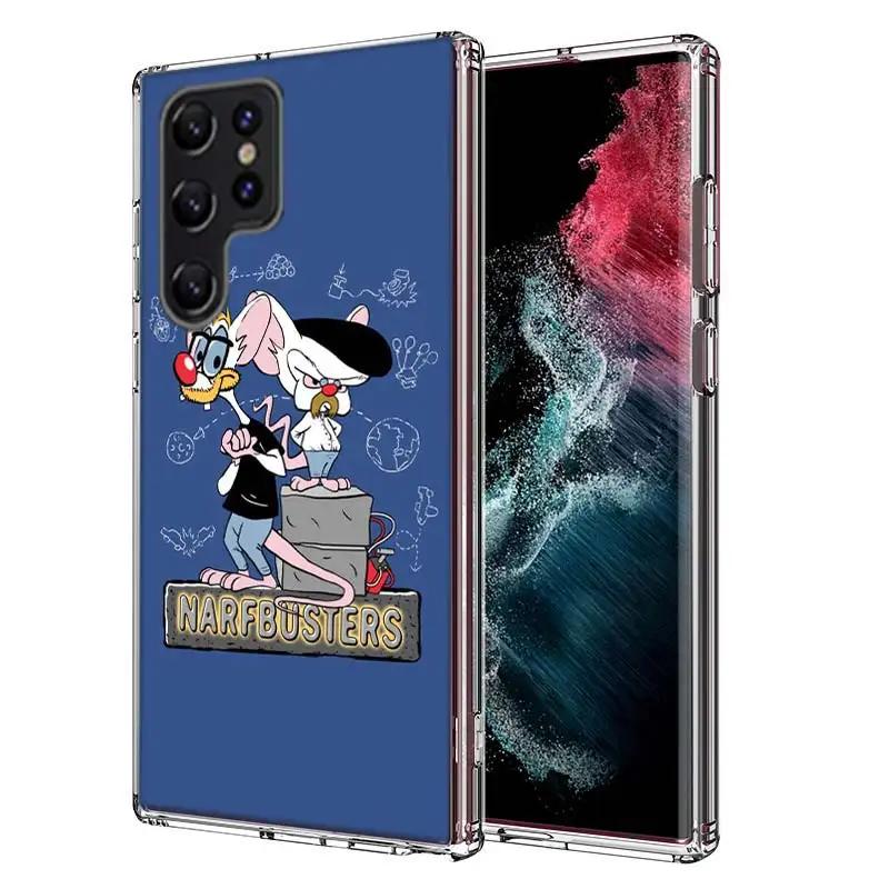 Pinky Anime and the Brain Cover For Samsung Galaxy S21 S20 S23 FE S22+ S24 Ultra S25 Edge Phone Case S10 Plus Clear Capa Coque P
