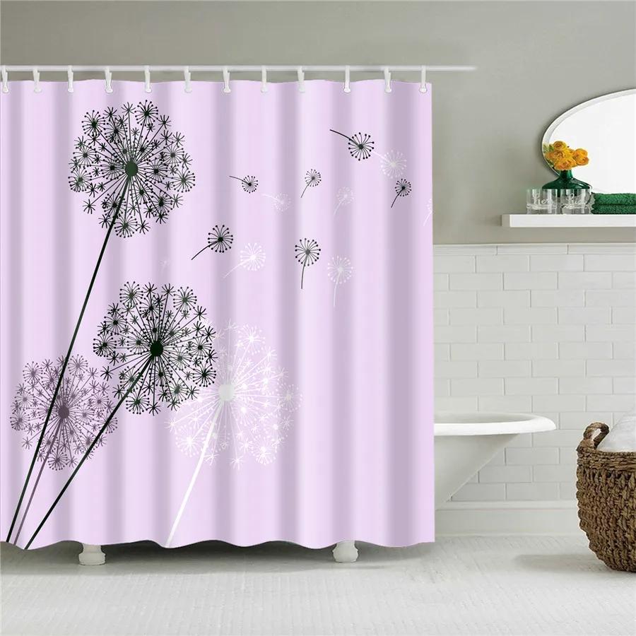 Flower Dandelion Red Rose Small Fresh Shower Curtains Bathroom Curtain Set Frabic Waterproof Polyester Bathroom Decor With Hooks