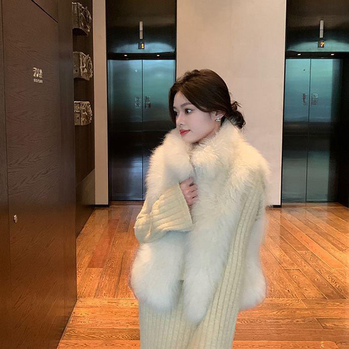 Marshmallow Faux Fox Fur Vest - Chenille Spandex Blend