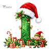 Santa Hat Letter Tree Pendant 26 Alphabet Christmas Ornament, Personalized Letters Acrylic Hanging Decoration with Festive Elf Pattern Initial