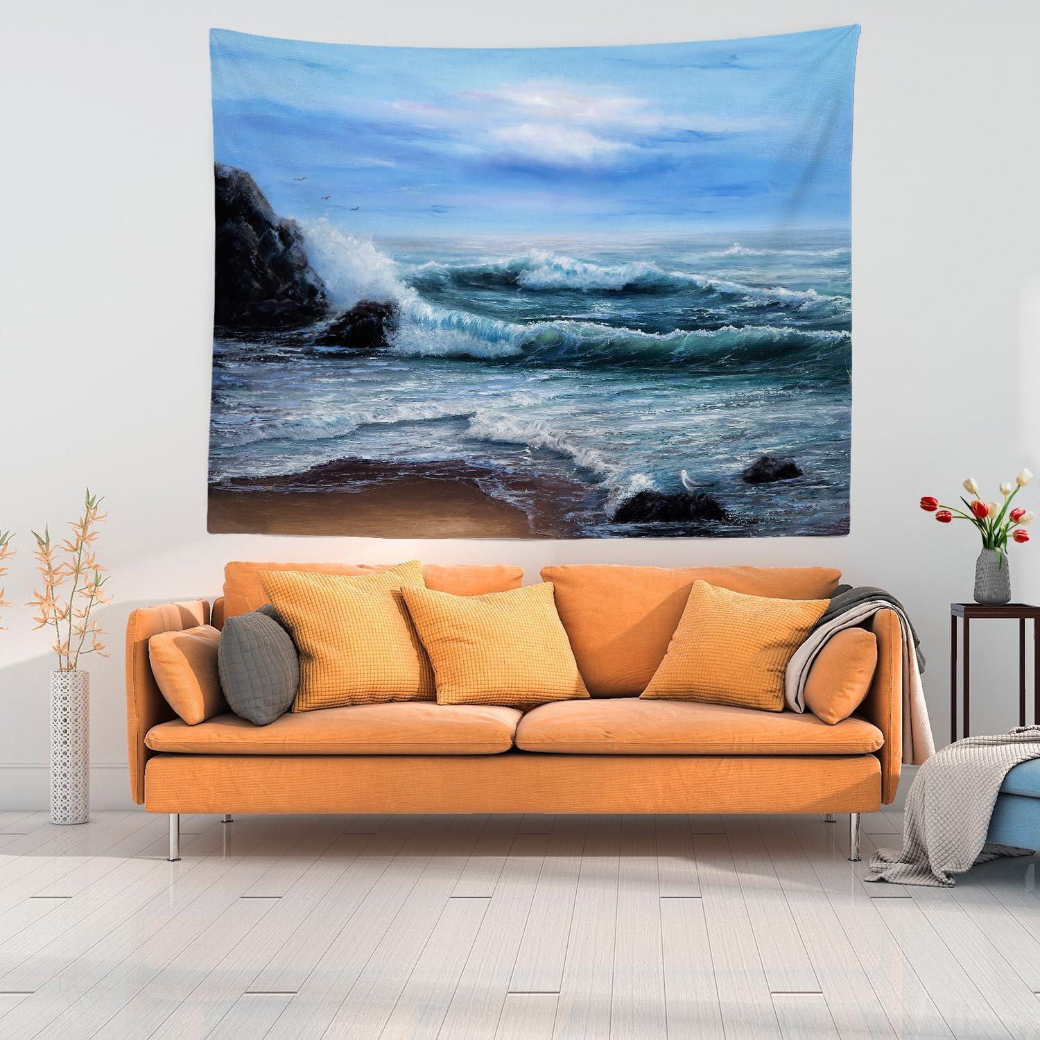 Tapestry of the Shrahala Azure Wall of Ocean Waves 75x100 чёрный
