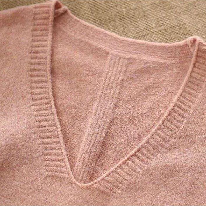 Autumn Winter Women's Loose Knitted Vest Sleeveless Vest Literary Color-block V-neck Pullover Knit Waistcoat