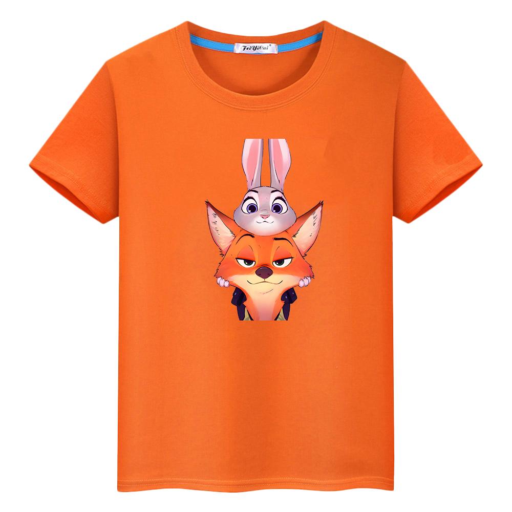 Zootopia 2 Print t shirt for kids boy 10years Tops 100%Cotton anime Short Kawaii pride tshirt y2k one piece girl clothes