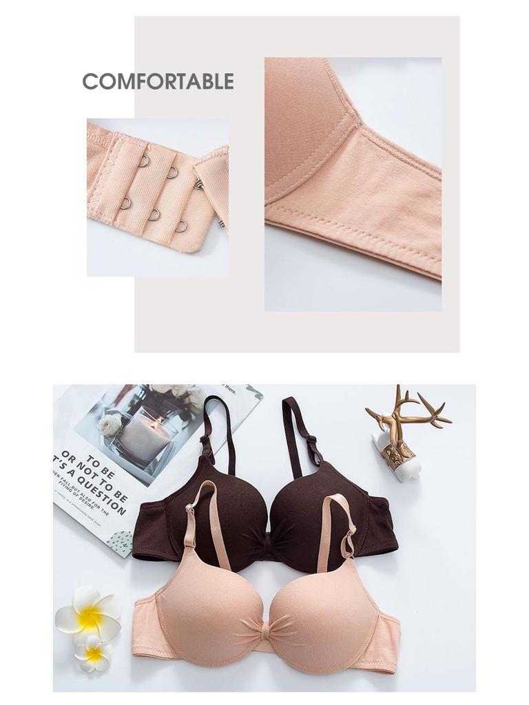 Women's Comfortable Cotton Push-Up Bra with Underwire and Adjustable Fit