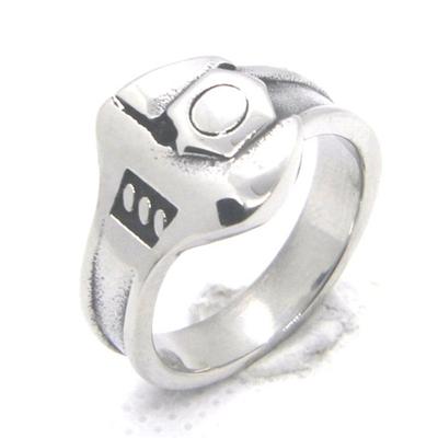 Clé à molette en acier inoxydable Style motard Bague Hommes Garçons Anneaux Clé à molette Bijoux Taille 7-13