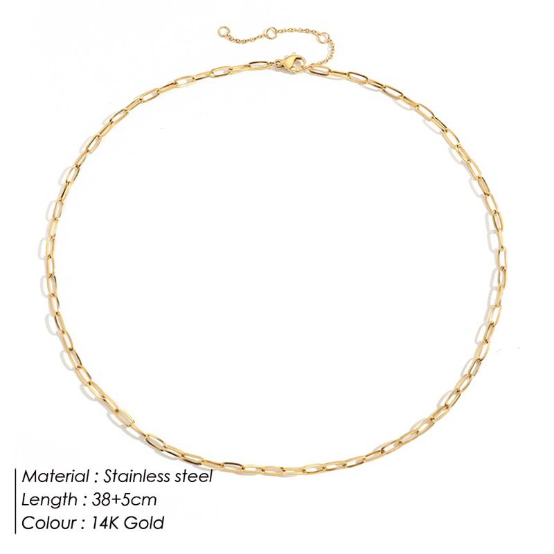 eManco Gold Color Stainless Steel Chain Necklace Women Chain Choker for Woman Jewelry