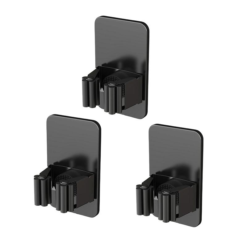 304 Stainless Steel Mop Holder Wall Mounted Adhesive Multi-Purpose Hooks Household Storage Organizer Rack Broom Hanger Stick