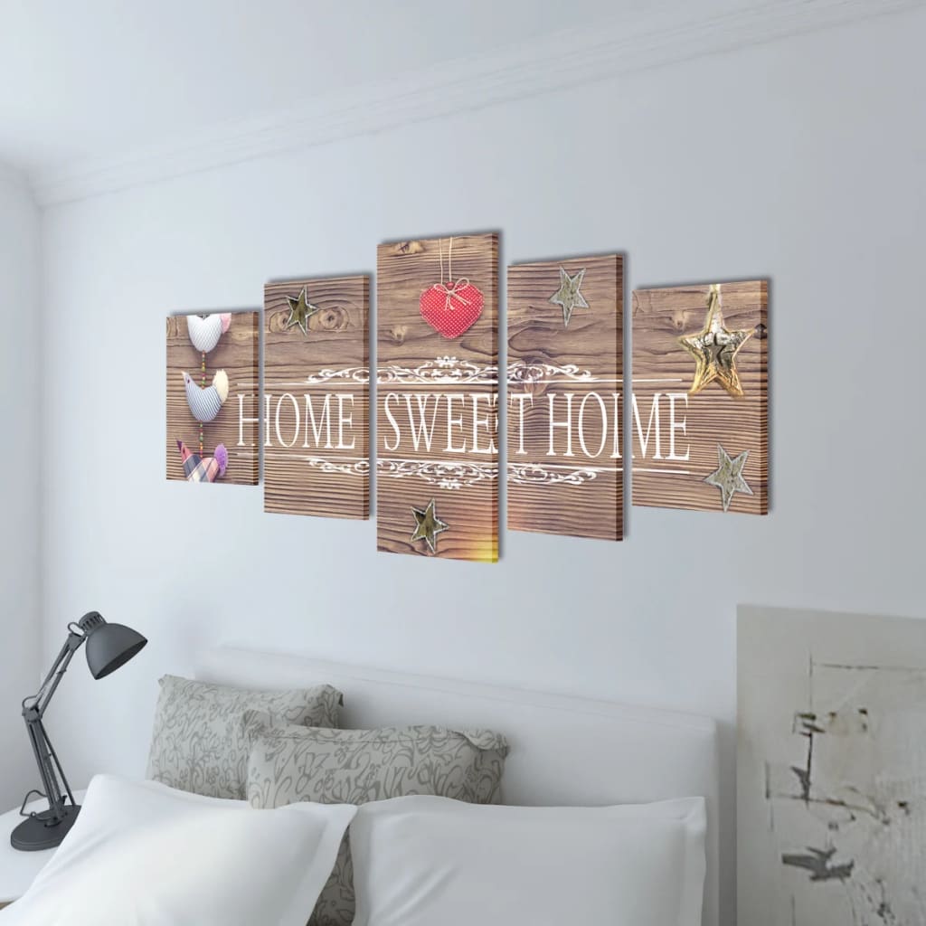 Zestaw Obrazów Canvas 100 X 50 Cm Sweet Home