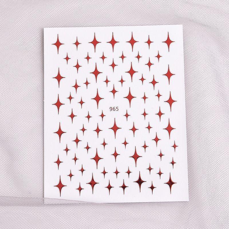 Sternenlicht Nagelsticker, Selbstklebende Sticker mit vierzackigen Sternen, Laser Gold und Silber Schwarz und Weiß Nagelsticker, Nagelsticker