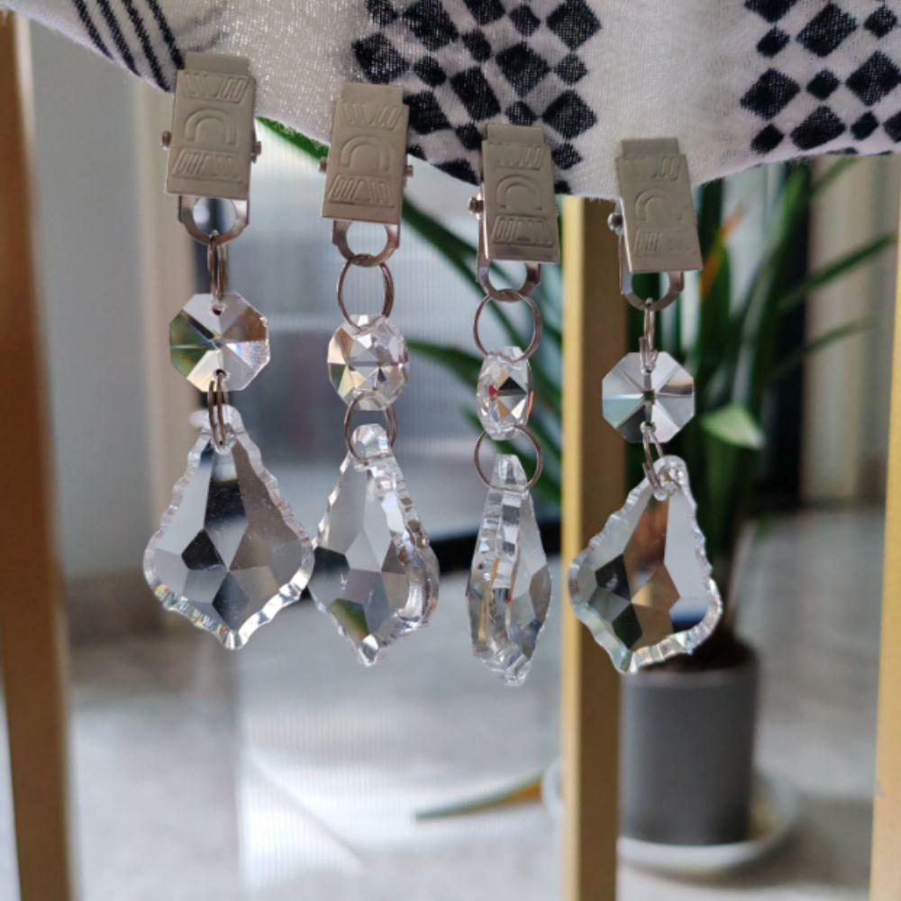 4PCS With Metal Clip Crystal Tablecloth Weights Windproof Tablecloth Clip Table Cover Holder  Party