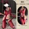 Sexy Underwear, Hot Four-sided Hollowed-out Open-file One-piece Mesh Clothes, Sexy Perspective Suspenders, Free-to-take Mesh Socks