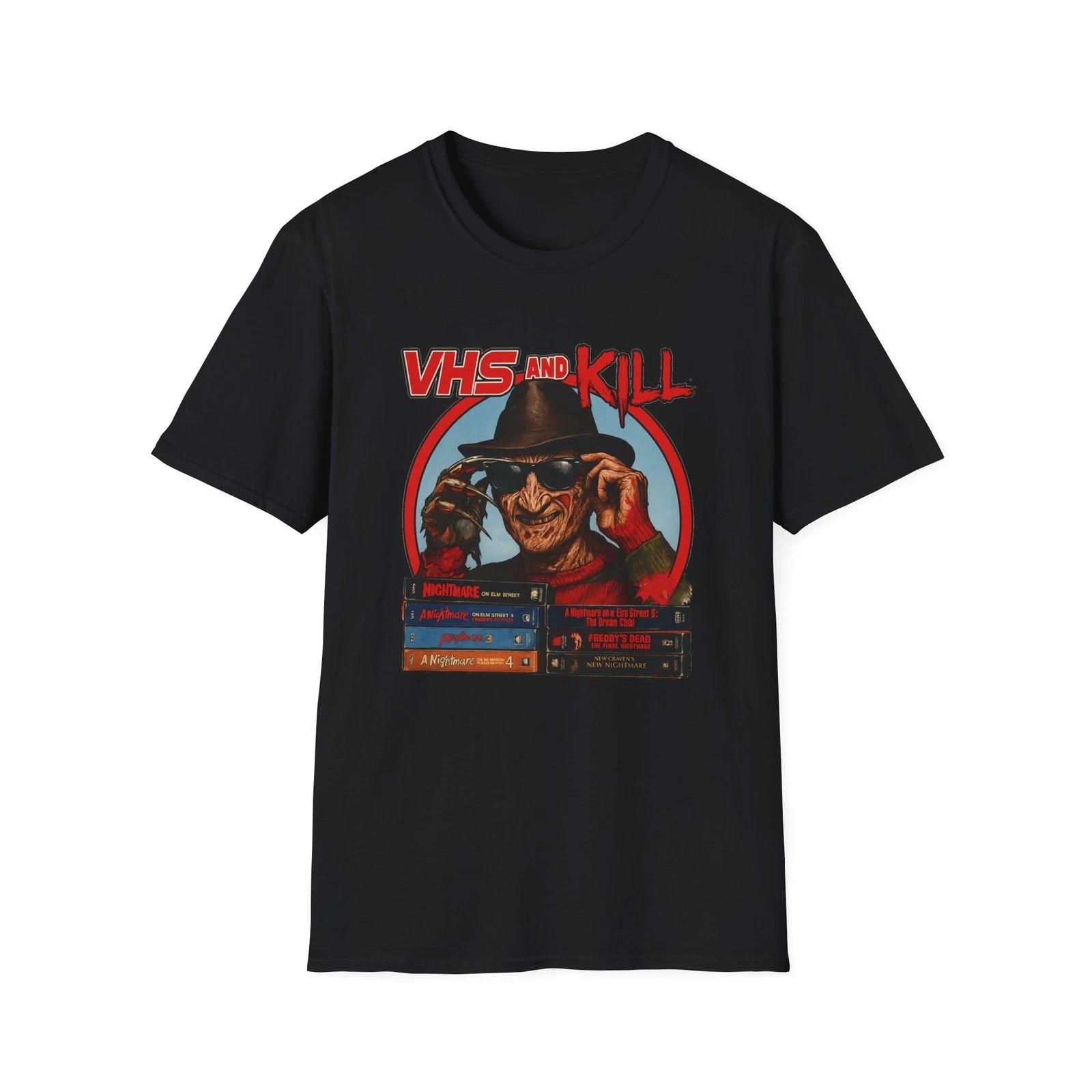 VHS and Kill Unisex T-Shirt - Freddy Krueger, Retro 80s Movie XS