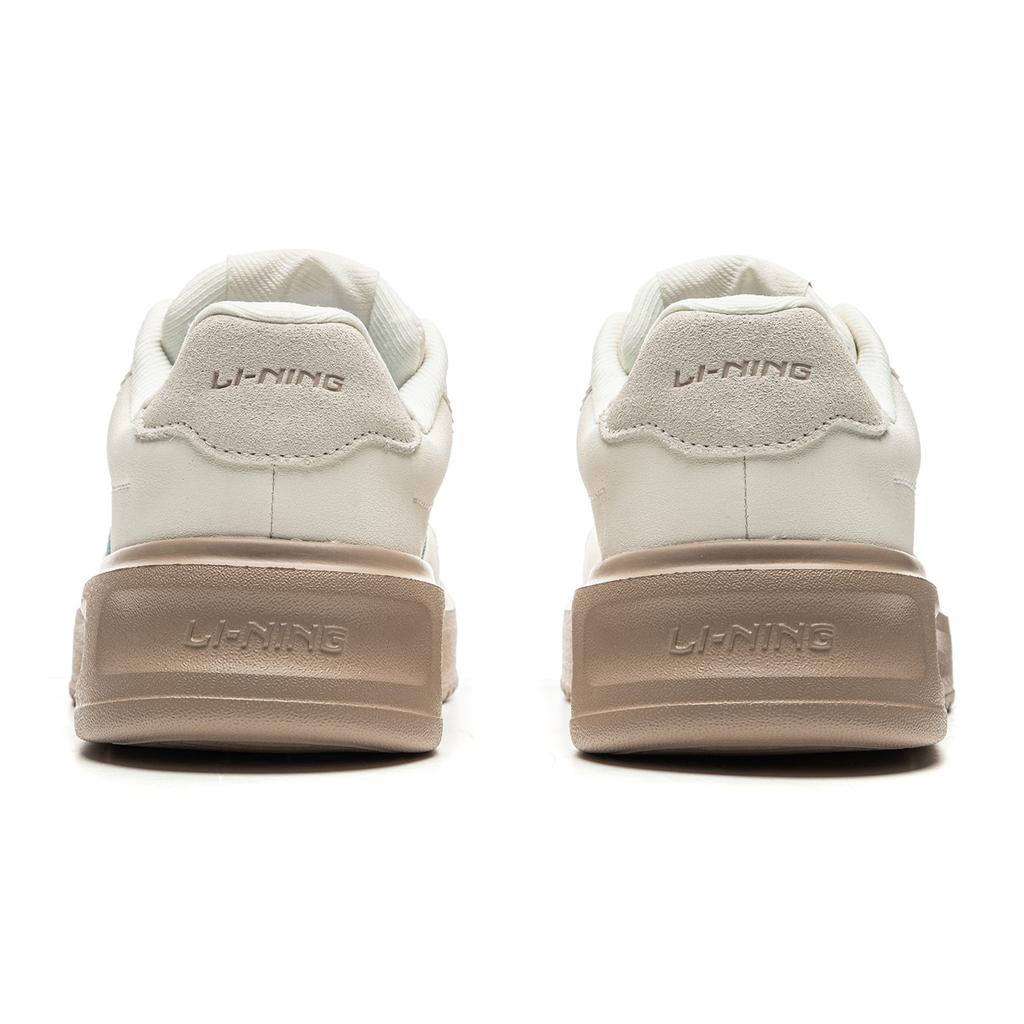 Li Ning Cloud Sky Casual Versatile Thick Sole Height Increasing Non-Slip Wear-Resistant Breathable Low-Top Skate Shoes Women sneaker White AGCU320-2