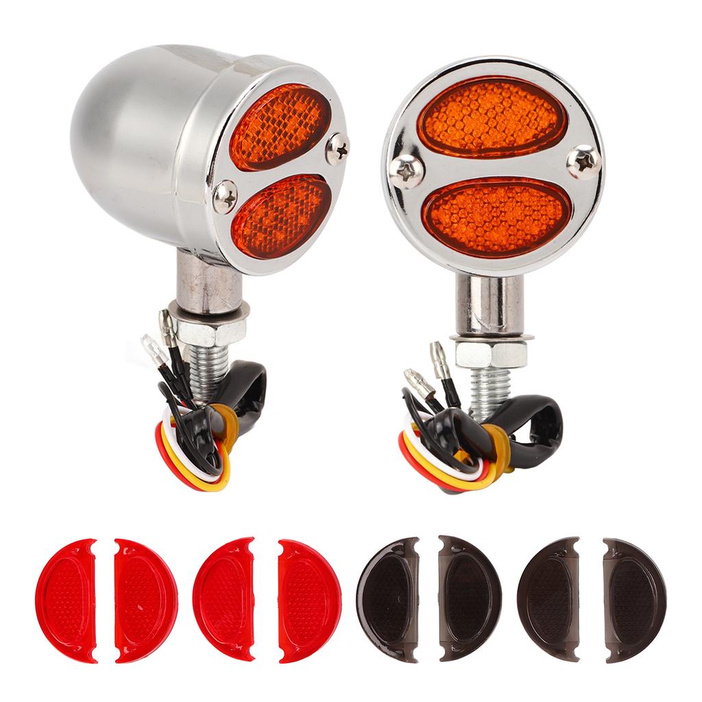 1 Pair Motorcycle LED Turn Signal Light Dual Color Indicator Blinker 12V for Motorbike