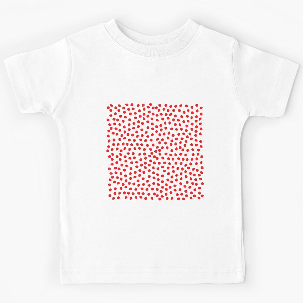 Red Polka Dot Dalmatian pattern with pastel pink background. Kids T-Shirt 100