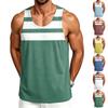 Herren Casual Outdoor Sport Tanktop Ärmellos Rundhals Gestreifter Druck Leicht Atmungsaktiv Activewear Shirt