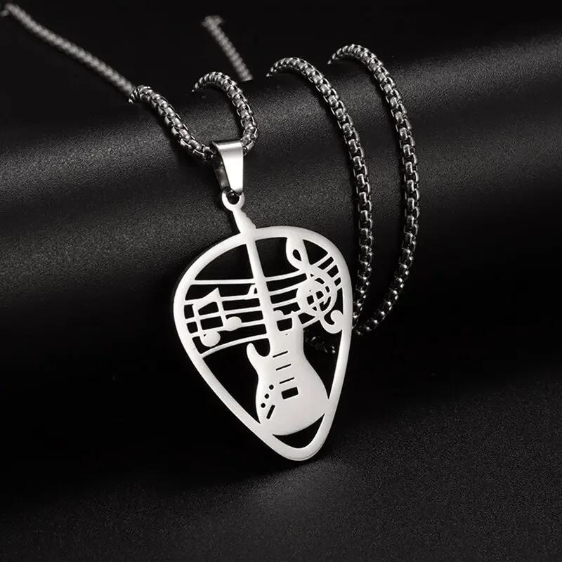 Retro Punk Music Guitar Necklace for Men Personalized Gothic Pendant Fashion Hip Hop Rock Singer Jewelry Gift