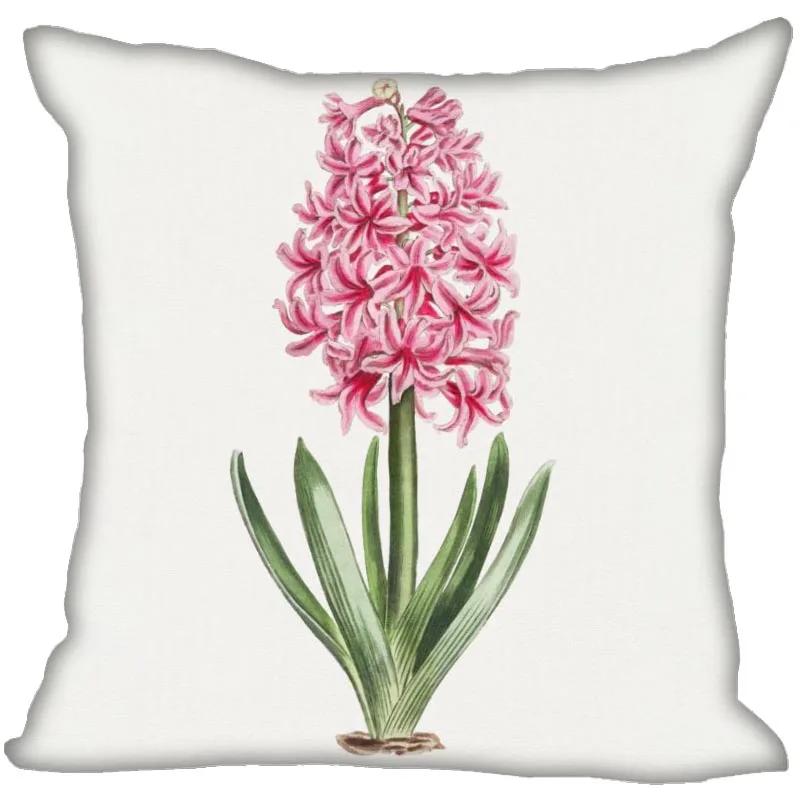Hyacinth Flowers Pillow Case For Home Decorative Satin Pillows Cover Invisible Zippered Throw PillowCases 45X45cm 11-4