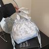 Drawstring Bento for Work, Summer Leisure, Literary and Artistic Work, Fresh Small Cloth Bag, Handbag, Lightweight Floral Bag