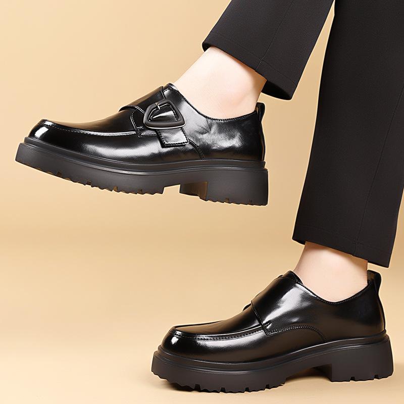 Fashion 2025 New Designer Casual Derby Shoes for Men Spring Autumn Business Formal Men's Shoes Fashion Solid Color Platform Leather Shoe