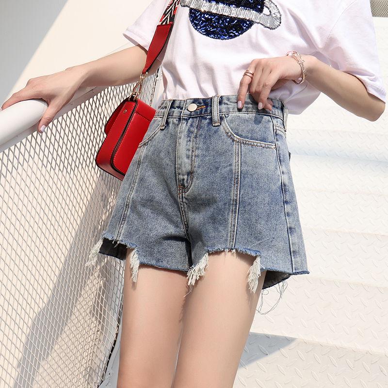 

Сексуальные женские джинсовые шорты больших размеров, летние джинсовые шорты, женские свободные широкие брюки с дырками S