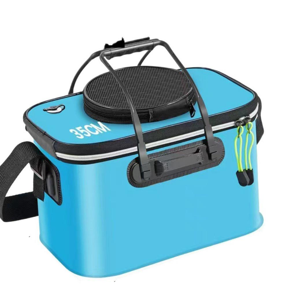 Water-Resistant Foldable Fishing Bucket EVA Thickened Live Fish Tackle Box Durable Lightweight Fish Oxygenation Pump Container