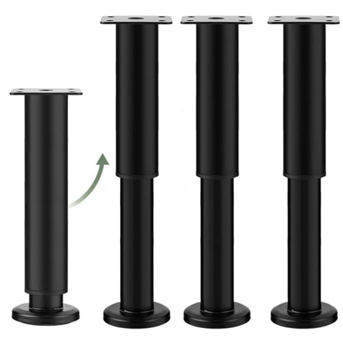 

LOYELEY Telescopic Leveling Feet, Set of 4, Furniture Adjusters, Heavy-Duty Metal, Height Adjustable, Furniture Moving Pads, DIY Replacement Feet for