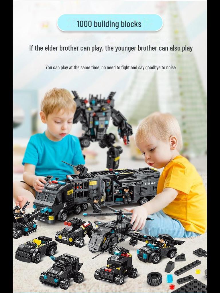 Lele Brothers 8577: Compatible Building Block Puzzle Car & Robot Toy for Kids