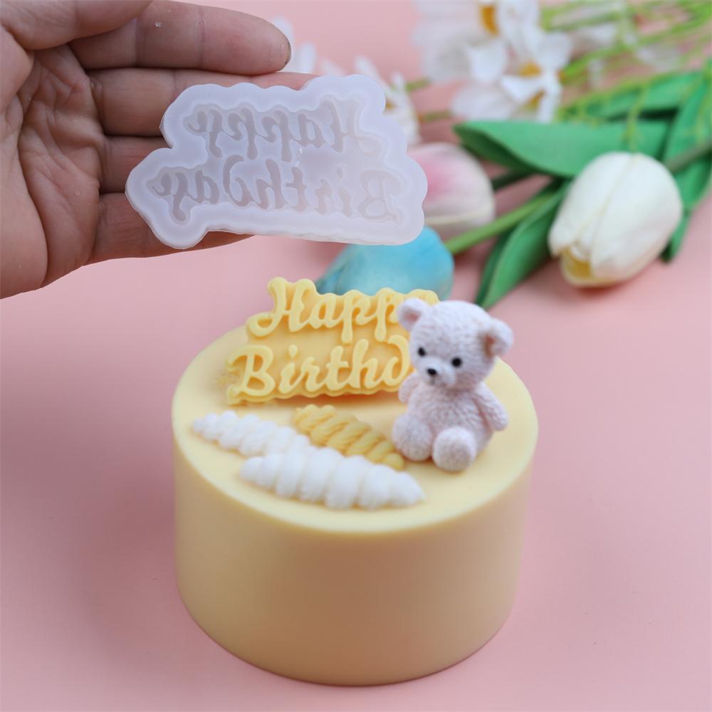 Silicone 3D Happy Birthday Cake Mold Letters Numers Mold For Ice Jelly Chocolate Mould Cream laminated Edge Cake Decorating Tool