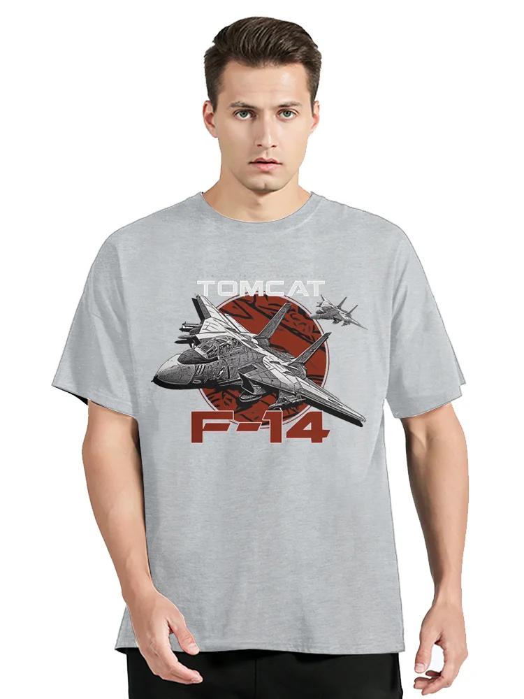 F-14 Tomcat Fighterjet Classic Round Collar T-Shirt Top Gun Maverick Film Cotton Classic T Shirt Men Clothing Oversized Tshirt