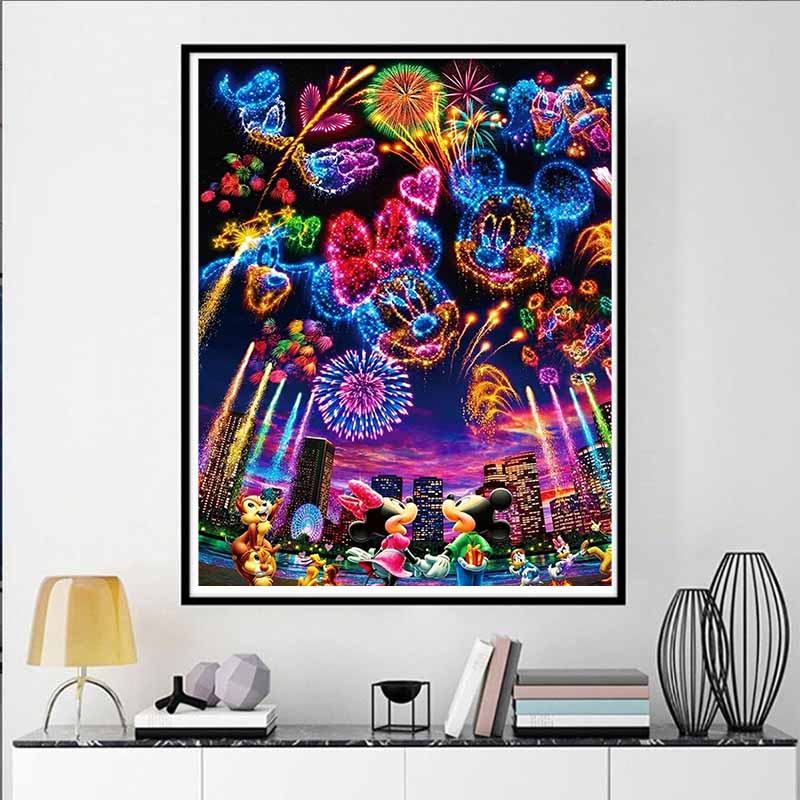Disney Cartoon Diamond Painting Disney Fireworks Show Dream Carnival Illustration 5D DIY Art Cross Stitch Kit Mosaic Embroidery Home Decor Gift