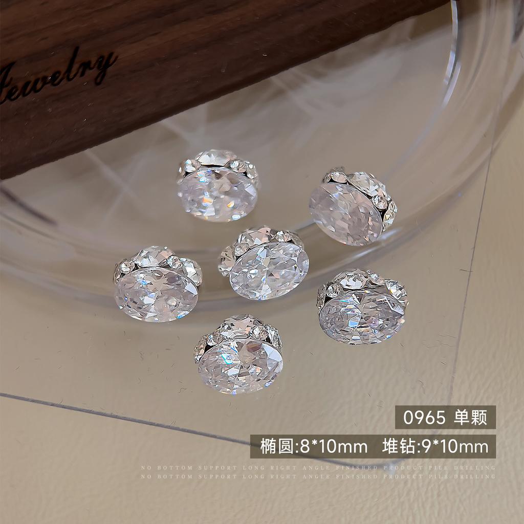 Sparkling Zircon Nail Art Pile Jewelry Light Luxury Versatile Transparent White No Bottom Support Rock Sugar Pigeon Egg Ball Finished Product