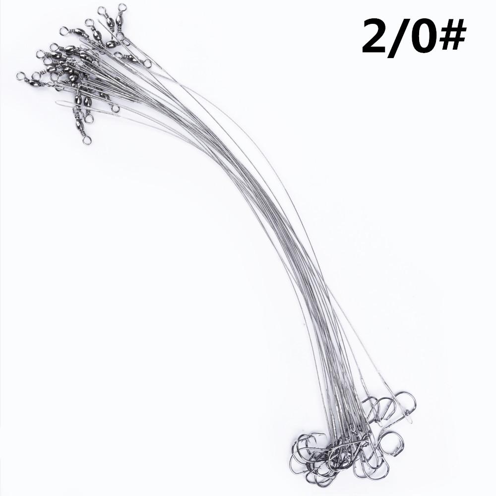 

FISHKING 20 шт. 16/20/25 см, поводки из стальной проволоки против укуса, поводки для рыбалки 50 фунтов с поворотными аксессуарами для рыболовных приманок, щука, окунь 16cm-2/0#